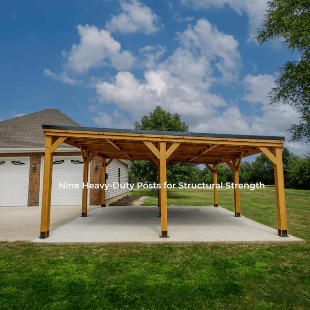 Backyard Discovery Kingsport 20 ft x 20 ft Cedar Wood Carport with Steel Roof