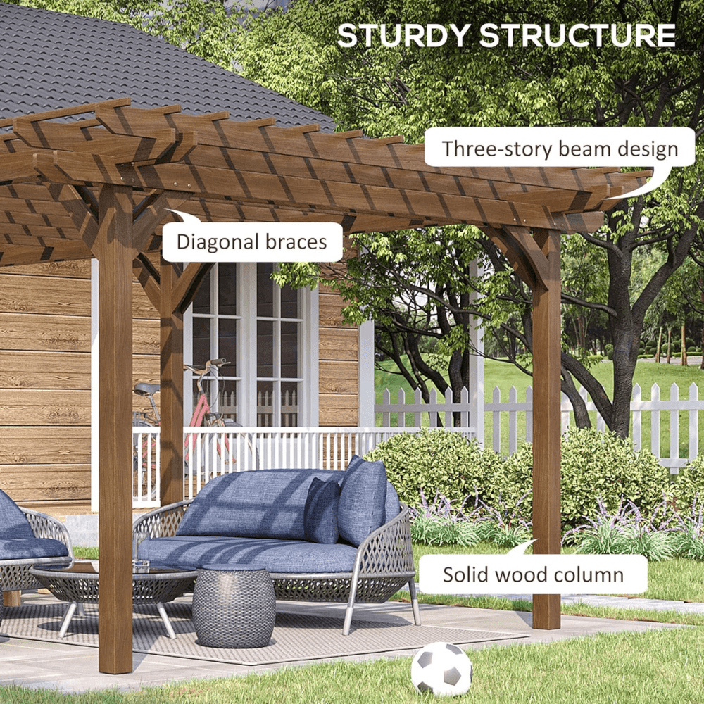 Outsunny 12 ft x 20 ft DIY Deck Outdoor Wood Pergola