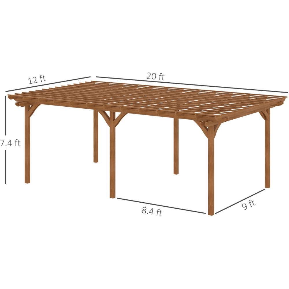 Outsunny 12 ft x 20 ft DIY Deck Outdoor Wood Pergola