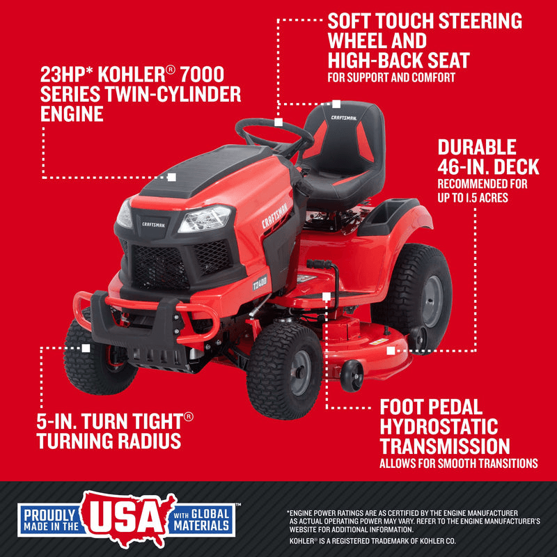 Craftsman T2400 - 46 in Hydrostatic Gas Riding Mower