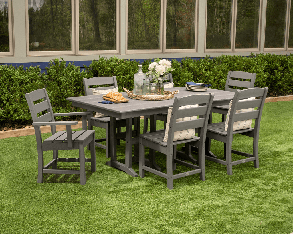 Polywood Lakeside 7-Piece Farmhouse Dining Set - Slate Grey