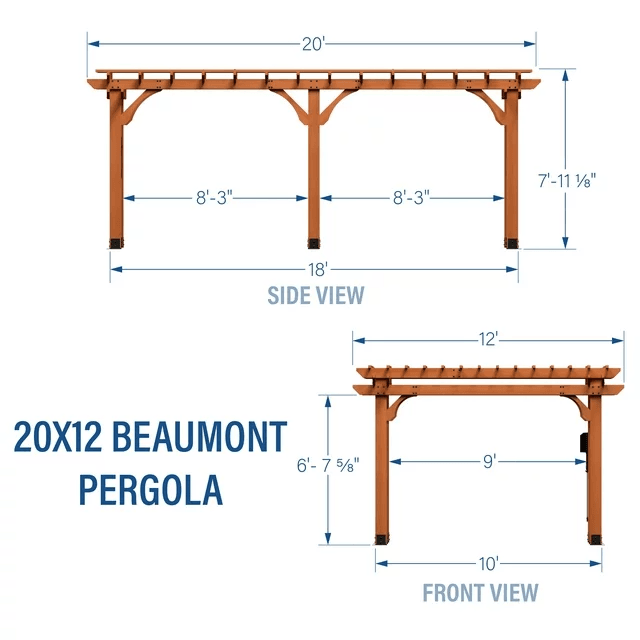 Backyard Discovery Beaumont Pergola 20 ft x 12 ft Premium Cedar