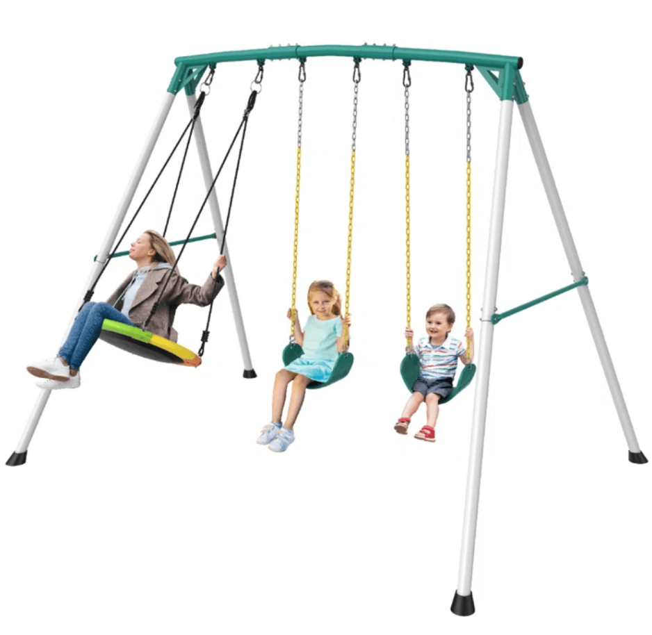 9.5 ft Heavy-Duty Outdoor Porch Swing Set - Play Equipment