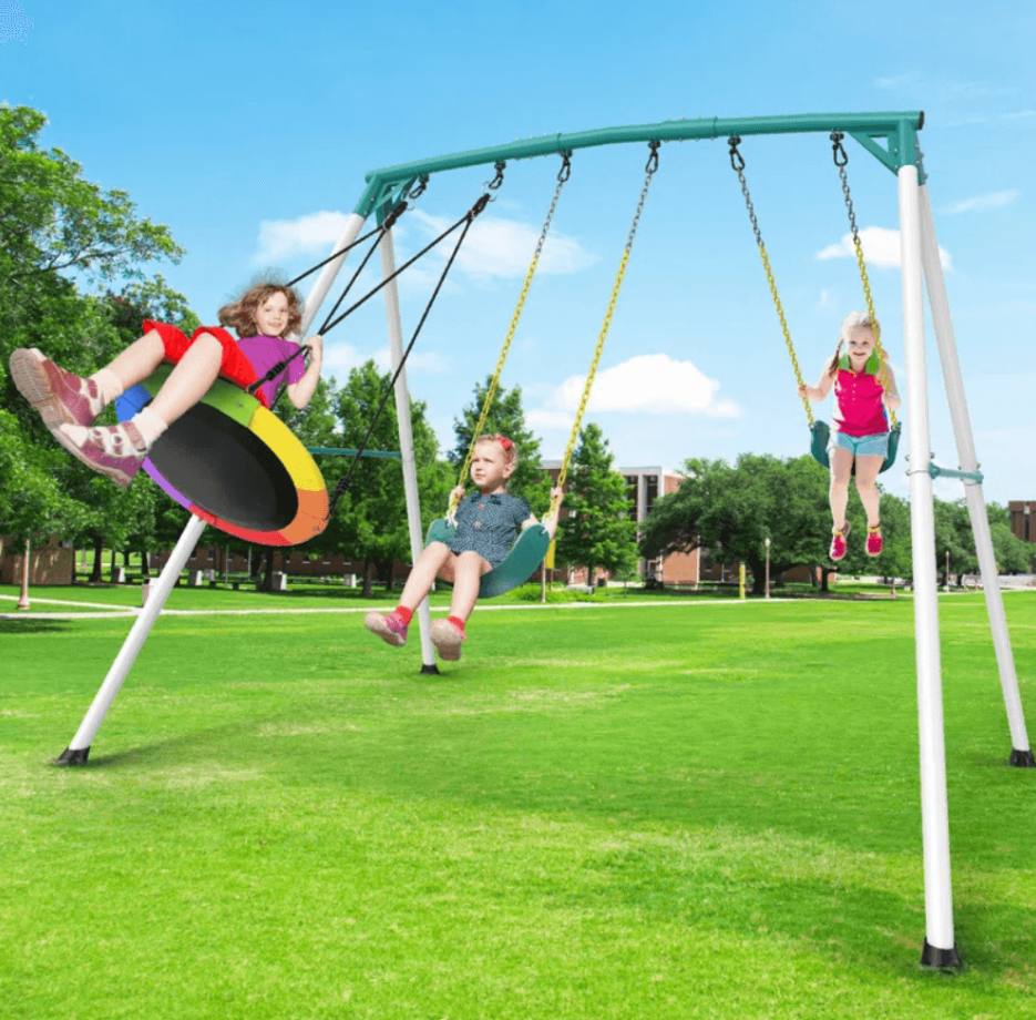 9.5 ft Heavy-Duty Outdoor Porch Swing Set - Play Equipment