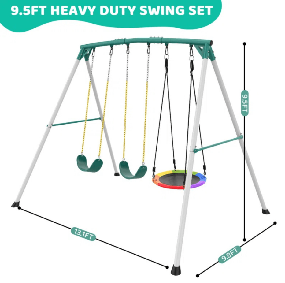 9.5 ft Heavy-Duty Outdoor Porch Swing Set - Play Equipment