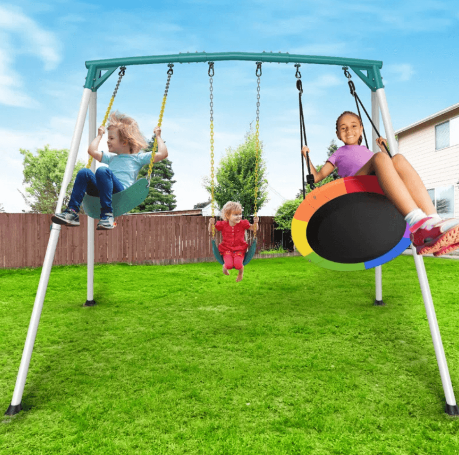 9.5 ft Heavy-Duty Outdoor Porch Swing Set - Play Equipment
