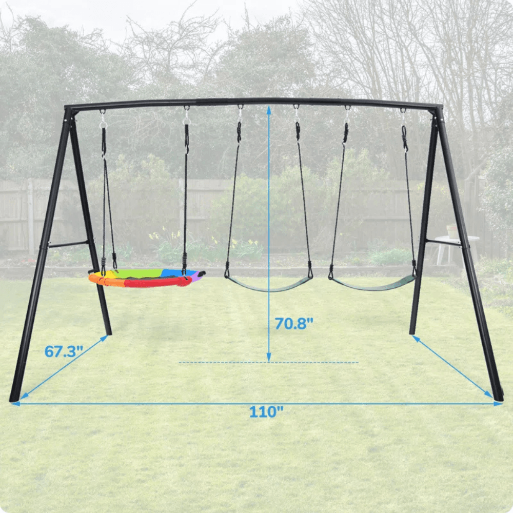 Klo Kick Metal Swing Set with 3 Swings - Play Equipment