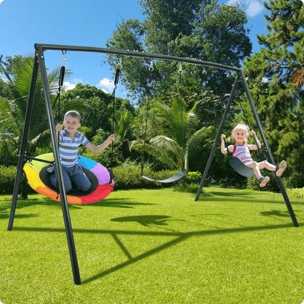 Klo Kick Metal Swing Set with 3 Swings - Play Equipment