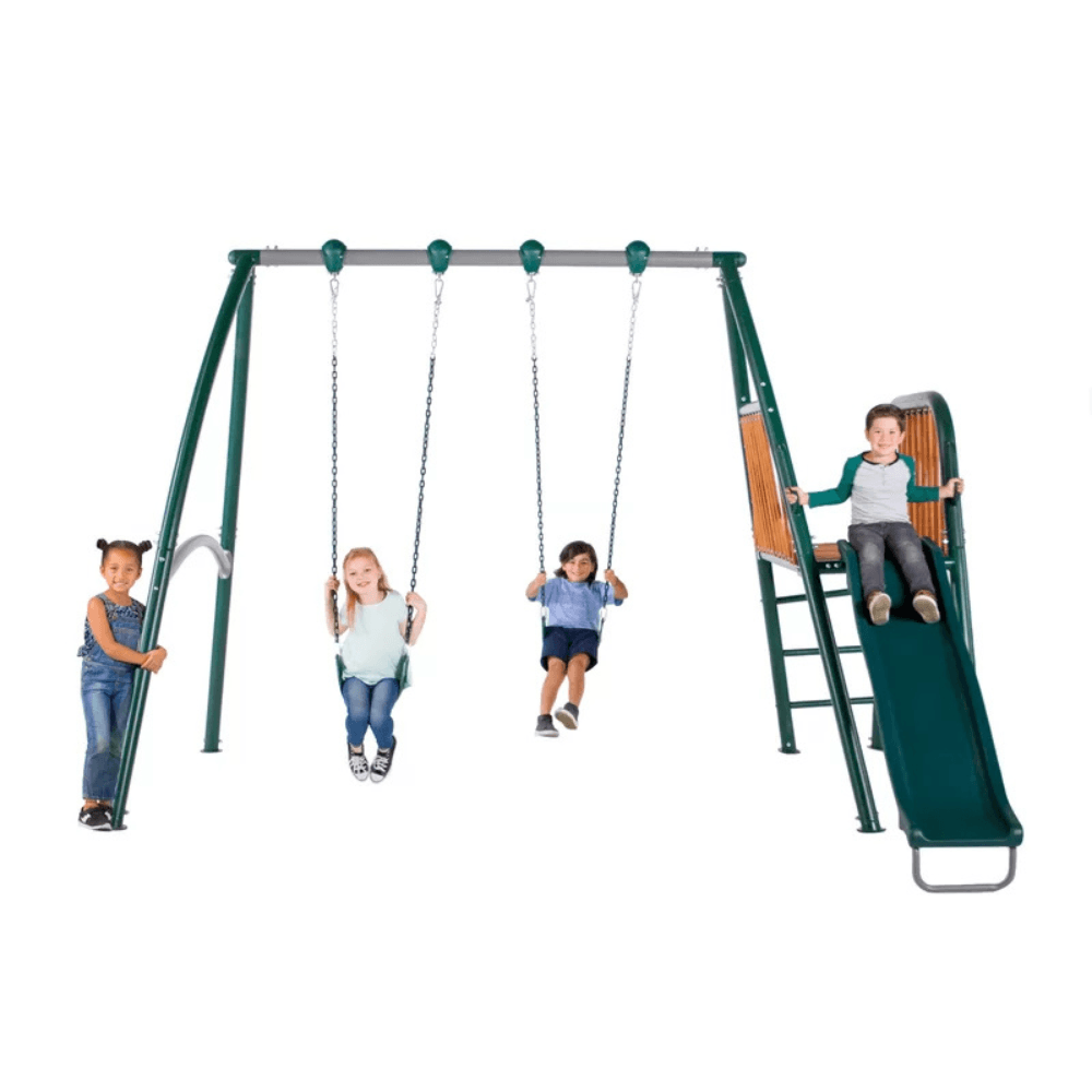 Sportspower Alta Oaks 10 ft Heavy Duty Swing Set with Lifetime Warranty on 6 ft Double Wall Slide