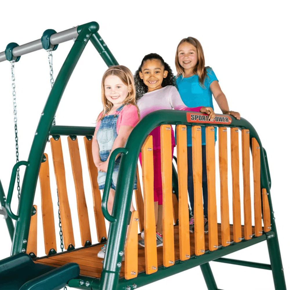 Sportspower Alta Oaks 10 ft Heavy Duty Swing Set with Lifetime Warranty on 6 ft Double Wall Slide