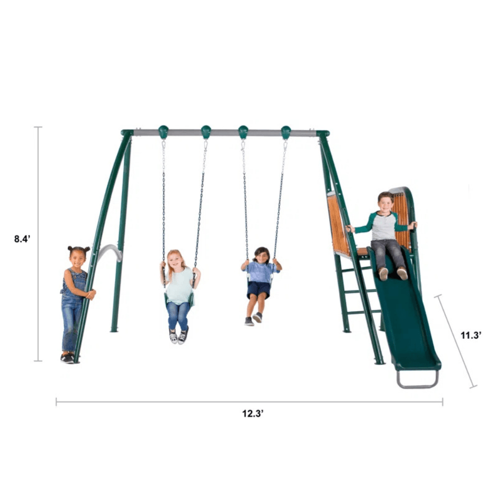 Sportspower Alta Oaks 10 ft Heavy Duty Swing Set with Lifetime Warranty on 6 ft Double Wall Slide