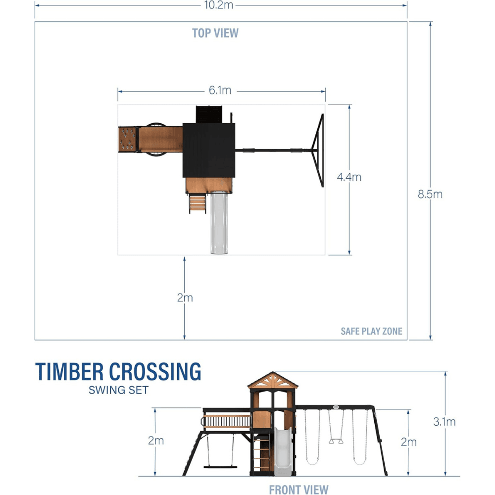 Timber Crossing Swing Set - Adventure Meets Stunning Design
