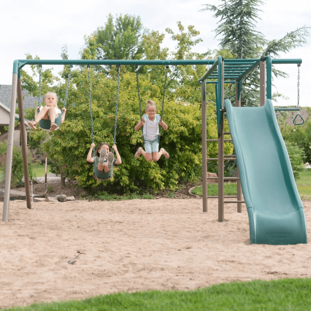 Lifetime Powder Coated Steel Swing Set with 4 Swing(s), 1 Slide(s)