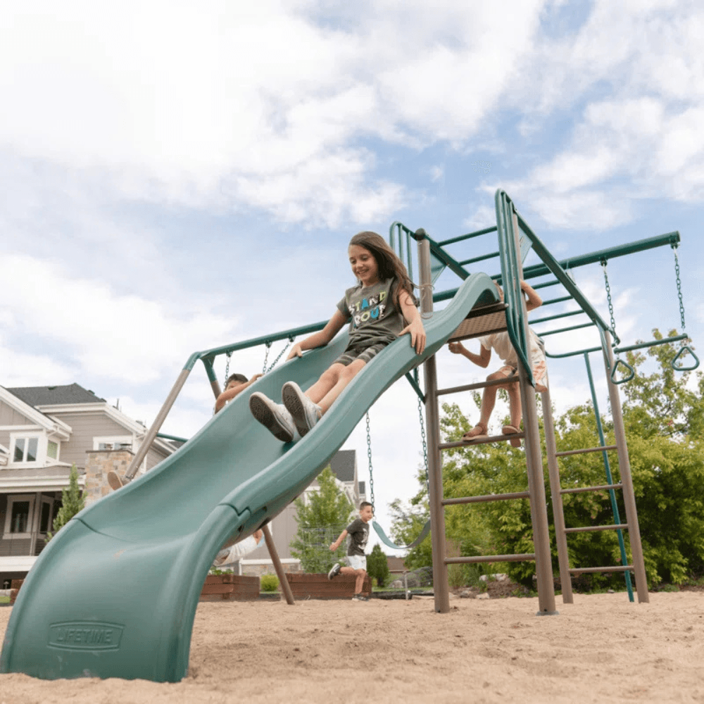 Lifetime Powder Coated Steel Swing Set with 4 Swing(s), 1 Slide(s)