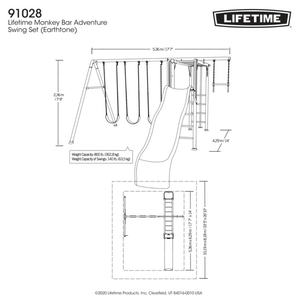 Lifetime Powder Coated Steel Swing Set with 4 Swing(s), 1 Slide(s)