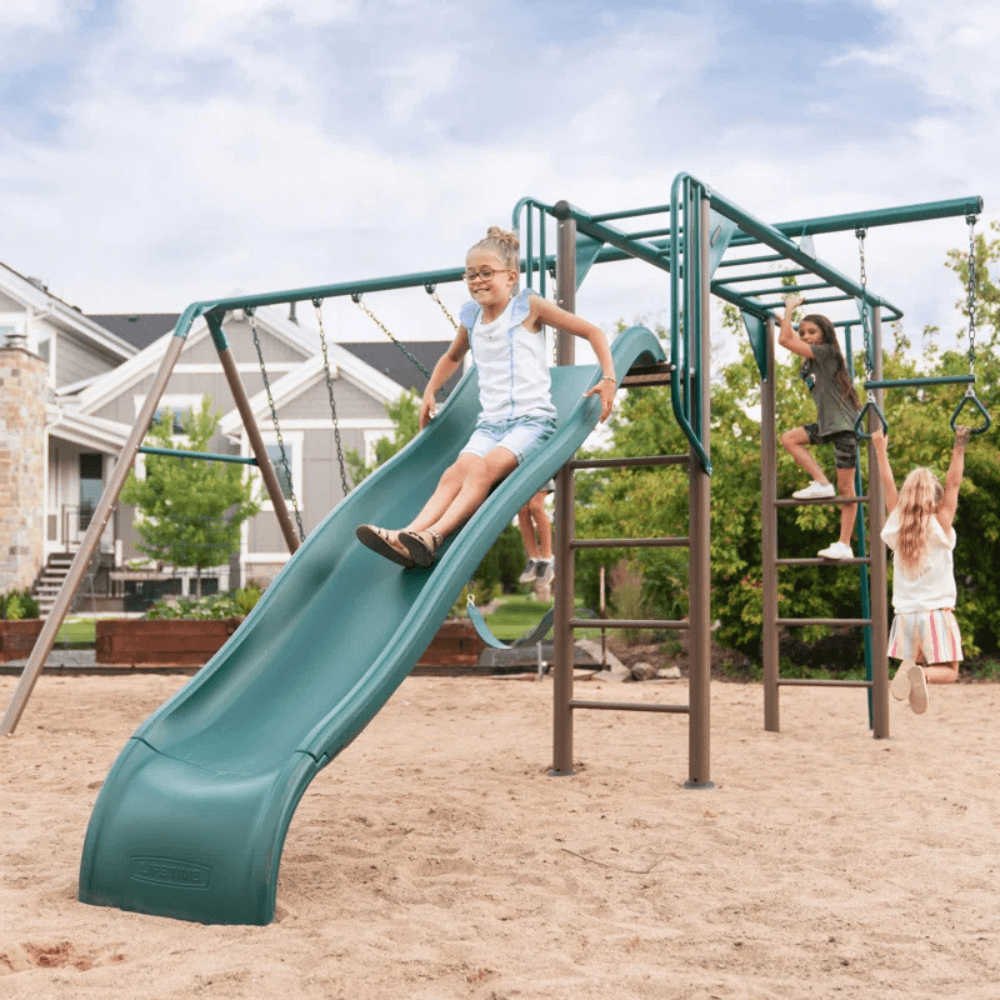 Lifetime Powder Coated Steel Swing Set with 4 Swing(s), 1 Slide(s)