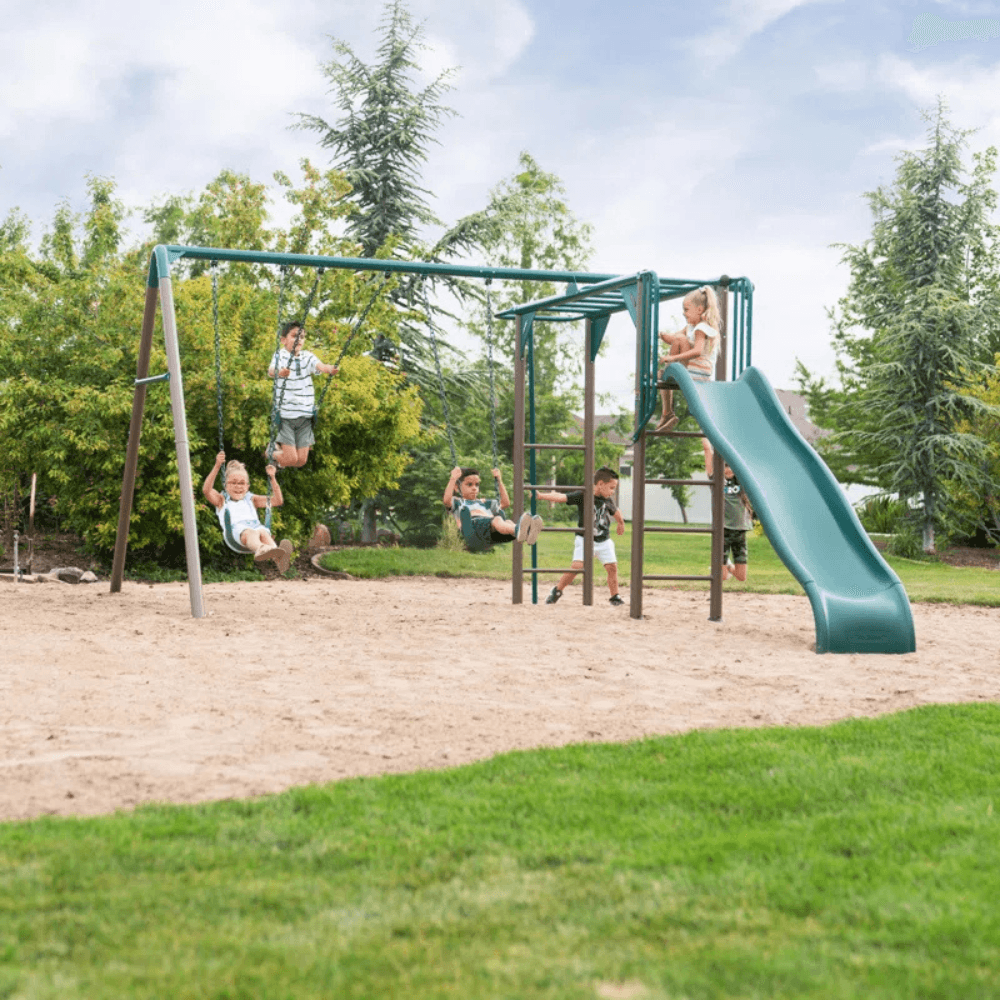 Lifetime Powder Coated Steel Swing Set with 4 Swing(s), 1 Slide(s)